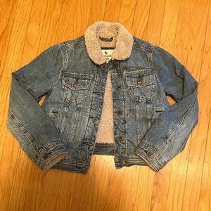 Abercrombie kids Blue Jean Jacket with Sherpa Lining